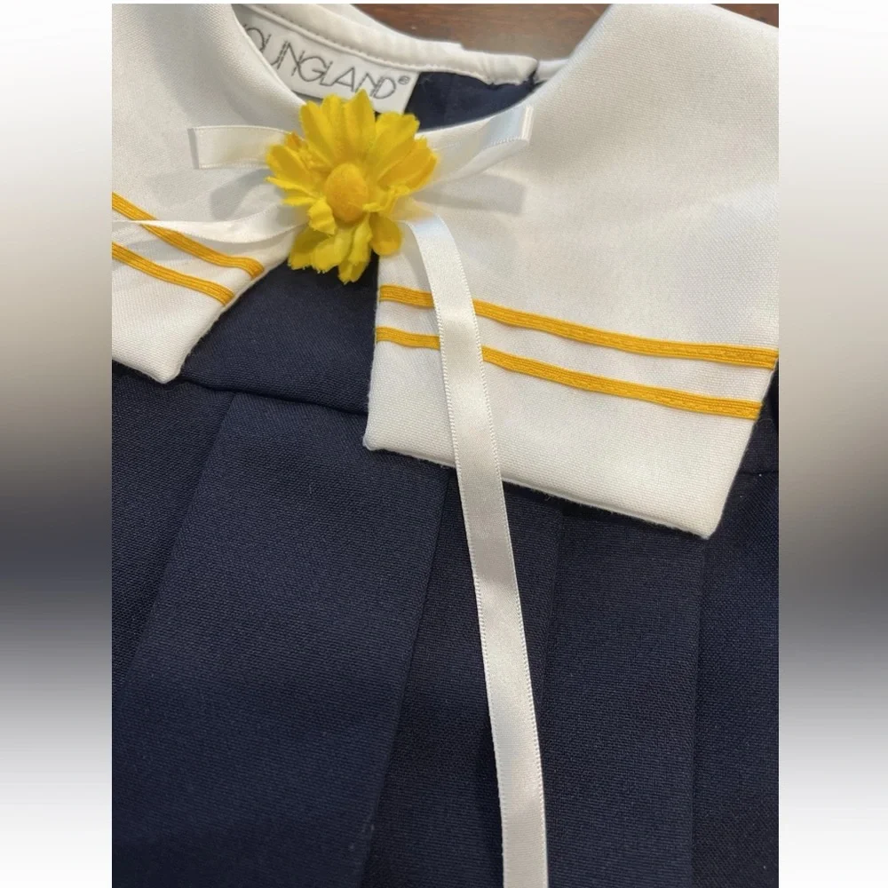 Youngland VTG 80s little‎ girls sailor dress size 2T nautical navy blue pleated